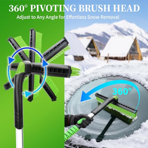 Nibule 45.6" Ice Scraper and Snow Brush for Car Windshield [Silicone Bristles] ,3-in-1 Extendable Emergency Snow Shovel with Ergonomic Foam Grip and 360° Pivoting Brush Head for Christmas, Car Auto Truck SUV - Image 3