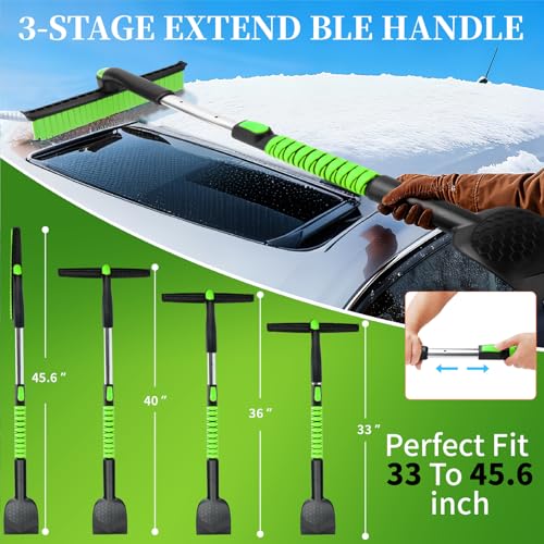 Nibule 45.6" Ice Scraper and Snow Brush for Car Windshield [Silicone Bristles] ,3-in-1 Extendable Emergency Snow Shovel with Ergonomic Foam Grip and 360° Pivoting Brush Head for Christmas, Car Auto Truck SUV - Image 5