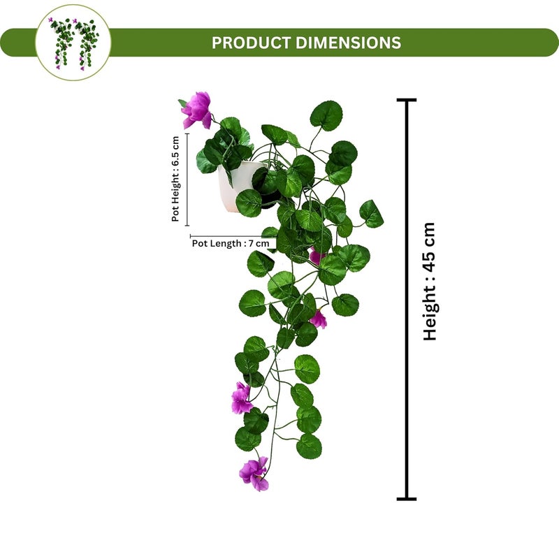 fancymart Plastic Pack Of 2 Artificial Flower Vine Plants Falling With Small Size Pot-Natural Touch & Feel Home Décor-Perfect For Home And Office Decoration-Size 45 Cm (8163) - Image 3