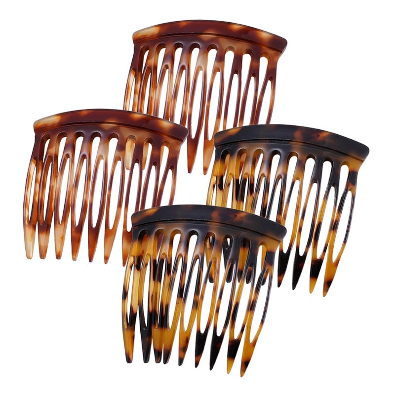 HYFEEL Hair Side Combs - Small French Side Hair Comb Clips for Women Decorative French Twist Hair Styling Accessories -4 Pcs (Tortoise, Brown) - Image 1