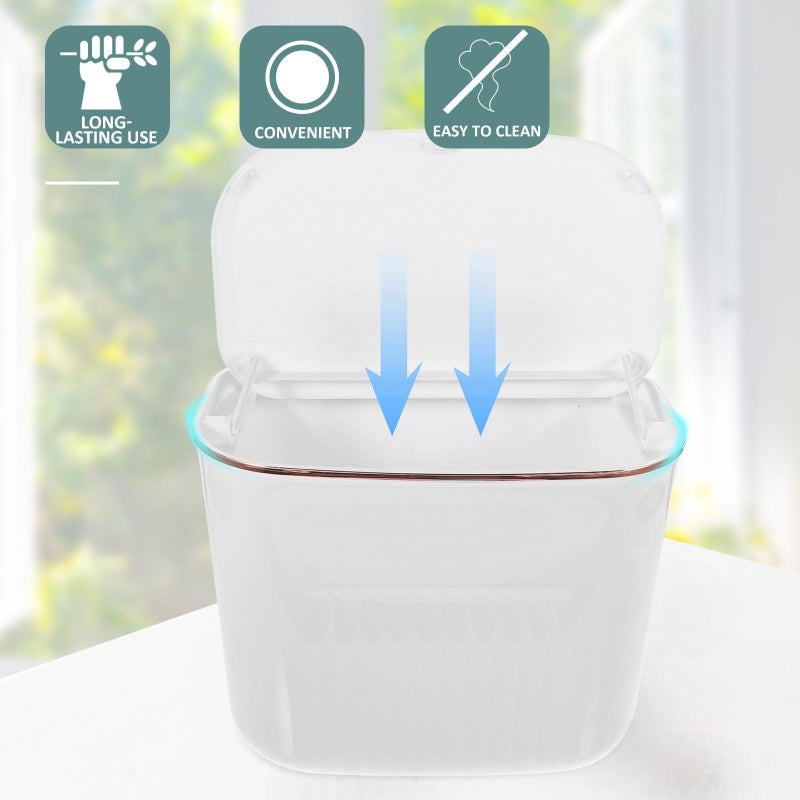 White Wall Mounted Hanging Kitchen Garbage Can With Lid Space Saving Trash Bin - Image 4
