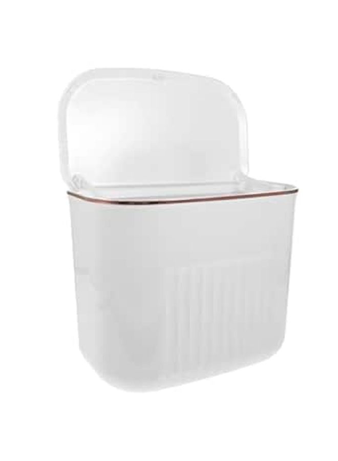 White Wall Mounted Hanging Kitchen Garbage Can With Lid Space Saving Trash Bin - Image 1