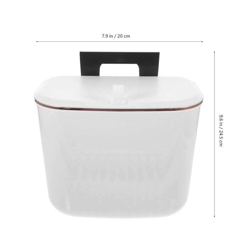White Wall Mounted Hanging Kitchen Garbage Can With Lid Space Saving Trash Bin - Image 3