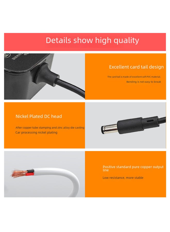 Loquat 12v2a Power Adapter Original 18w24w US-China Certified Table Lamp Monitoring Massager Small Appliance 1.5a-Color:Black-Specifications:12v1.5a Standard 3c Certification - Image 4