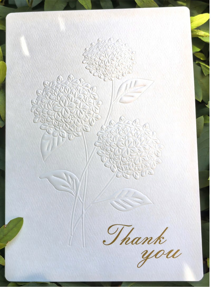 Thank You Card,Embossed Floral Note Cards with Envelopes envelopes 5.1 x 7.1in (13 x 18cm), Greeting Cards Blank Inside, All Occasion Cards, Stationery Notecards Cardstock Paper for Birthday Invitation Wedding Business - Image 1
