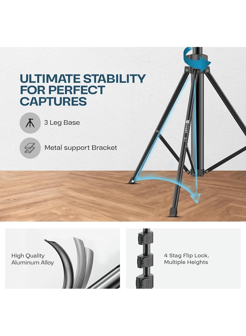 Adjustable Height Aluminum Alloy Tripod Stand with Remote Control – Compatible with All Smartphones, Selfie Shooting, Ring Light Holder for GoPro and Camera - Image 3