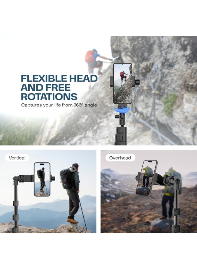 Adjustable Height Aluminum Alloy Tripod Stand with Remote Control – Compatible with All Smartphones, Selfie Shooting, Ring Light Holder for GoPro and Camera - Image 2