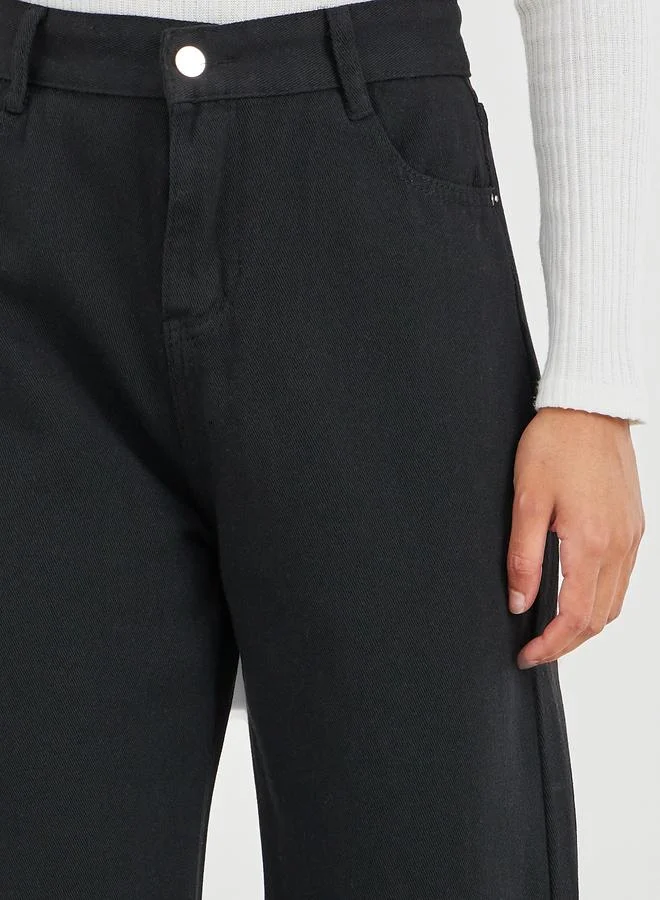 Styli Styli Mid Rise Straight Fit Jeans