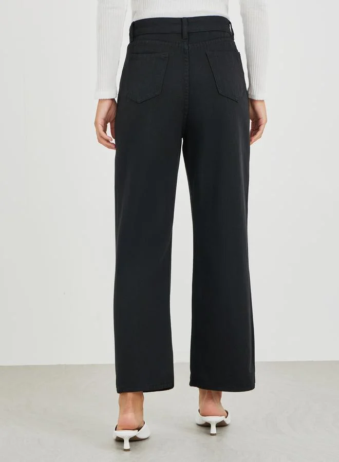 Styli Styli Mid Rise Straight Fit Jeans