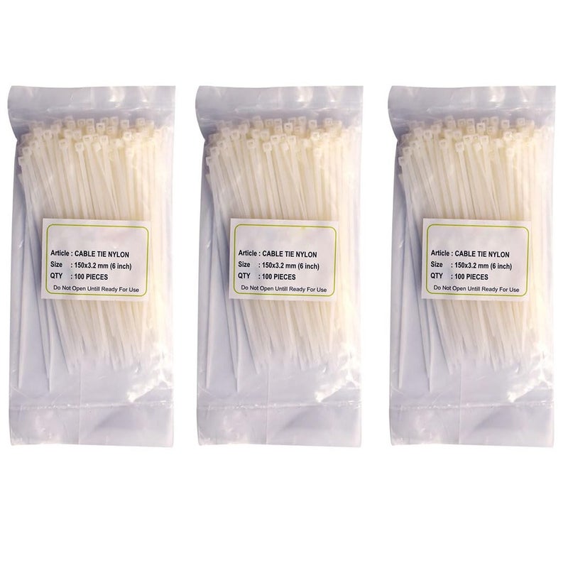 Khaana Packaging Khaana Packaging Self Locking Cable Ties 150 X 32 mm 300 Pieces White Heat Resistant Cable Zip Ties SelfLocking Cable Organizer Anti Slip Wire Organizer For Indoor Outdoor Use  - Image 1