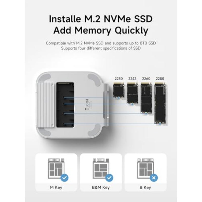 Hagibis Mac Mini M4 Hub and Stand with 40Gbps SSD Enclosure, 3 in 1 USB Type-C Docking Station with 40Gbps M.2 NVMe SSD Case, USB2.0 * 3, 3.5mm jack AUX MC60 Pro - Image 5
