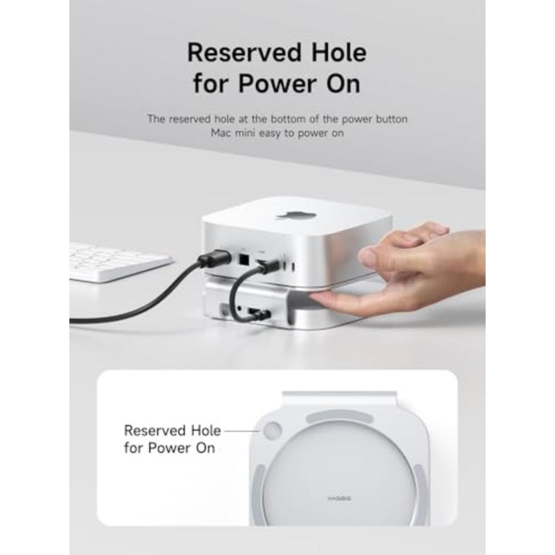 Hagibis Mac Mini M4 Hub and Stand with 40Gbps SSD Enclosure, 3 in 1 USB Type-C Docking Station with 40Gbps M.2 NVMe SSD Case, USB2.0 * 3, 3.5mm jack AUX MC60 Pro - Image 4