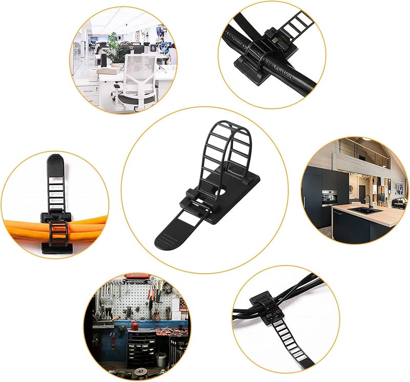 Zikra 50Pcs Adjustable Self-Adhesive Cable Ties Cable Straps Clips Cable Organizers Nylon Cable Zip Ties for Wire Management, Small - Image 2