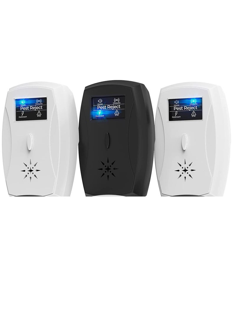 2022 جهاز طرد الآفات بالموجات فوق الصوتية - كهربائي وإيوني، يعمل بالفيش، يغطي حتى 9000 قدم مربع، تحكم آمن وهادئ في الحشرات مثل الصراصير، النمل، الفئران، الحشرات، القوارض والعناكب، 3 عبوات - Image 1