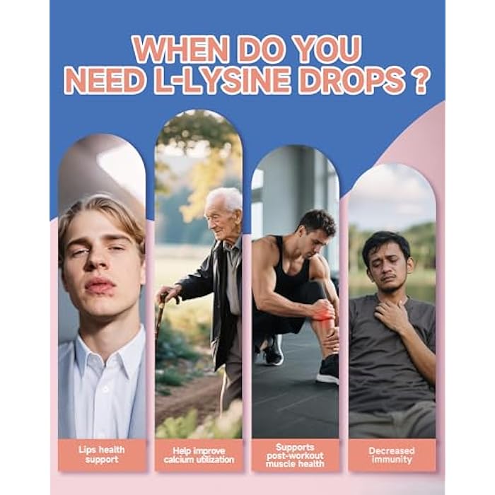 NaSeny L-Lysine Liquid Drops, Liquid Lysine 1000mg Supplement Essential Amino Acid Supplement for Lips & Oral Health & Collagen Formation Support, Lysine Drops with Vitamin E & Zinc for Adults, 4 Fl oz - Image 2