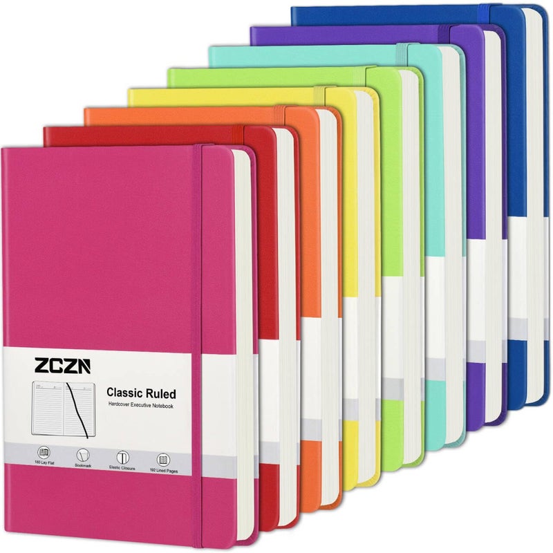 ZCZN 8 Pack Hardcover Journal Notebooks, 5.5"x8.3", Hardcover, 8 Colors, A5 Lined Journals for Notes-taking,Writing,Diary, Ruled Journaling Notebooks for Work School Travel Home - Image 1