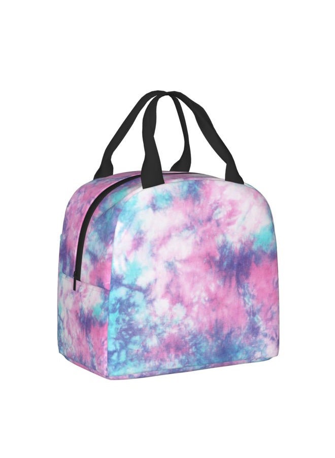 PrelerDIY Pastel Blue Pink Tie Dye Lunch Box Insulated Meal Bag Lunch Bag Reusable Snack Bag Food Container For Boys Girls Men Women School Work Travel Picnic - Image 2