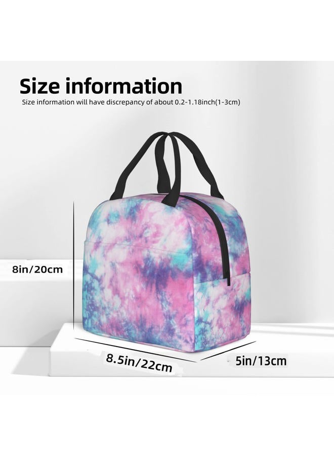 PrelerDIY Pastel Blue Pink Tie Dye Lunch Box Insulated Meal Bag Lunch Bag Reusable Snack Bag Food Container For Boys Girls Men Women School Work Travel Picnic - Image 4