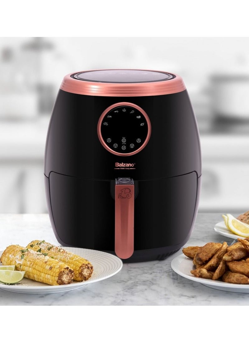 بالزانو - مقلاة هوائية BALZANO 5.6L / XXL مع تقنية الهواء السريع ، 10 برامج محددة مسبقًا ، لوحة تحكم رقمية ، 1800 واط ، بلاستيك ، AF716 ، مجموعة روز - ضمان لمدة سنة - Image 1