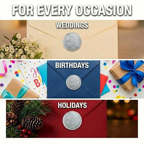 PaperDirect Silver Foil You’re Invited Embossed Envelope Seals for Wedding Invitations, Party Announcements, Graduation Invites, Cards, Stationery 48 Pack - Image 4