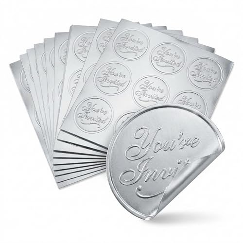 PaperDirect Silver Foil You’re Invited Embossed Envelope Seals for Wedding Invitations, Party Announcements, Graduation Invites, Cards, Stationery 48 Pack - Image 3
