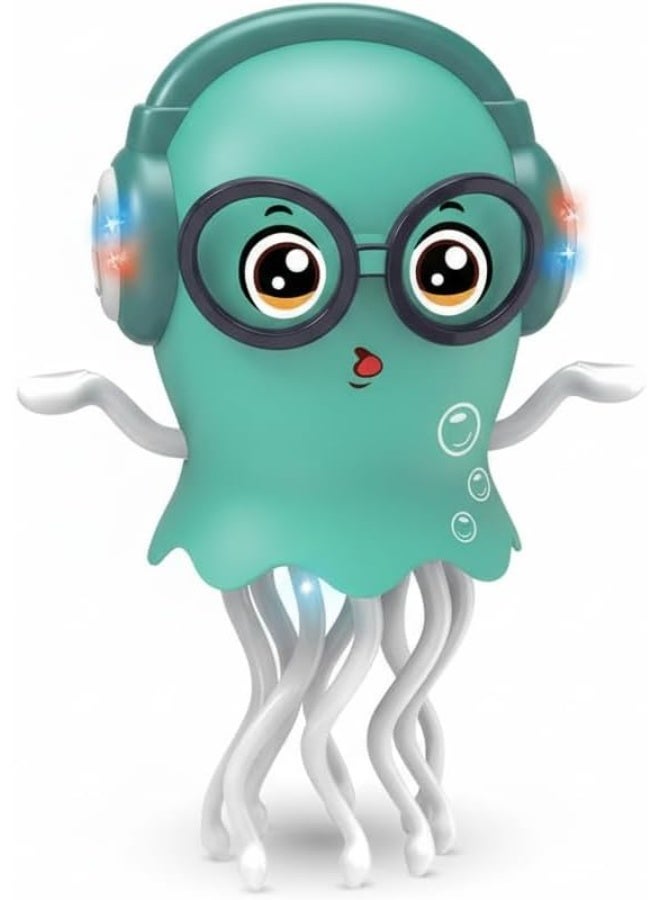 Dancing Jellyfish Crawling Toy with Music and 3D Lights, Obstacle Avoidance Interactive Tummy Time Toy - Image 1