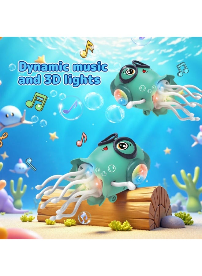 Dancing Jellyfish Crawling Toy with Music and 3D Lights, Obstacle Avoidance Interactive Tummy Time Toy - Image 3
