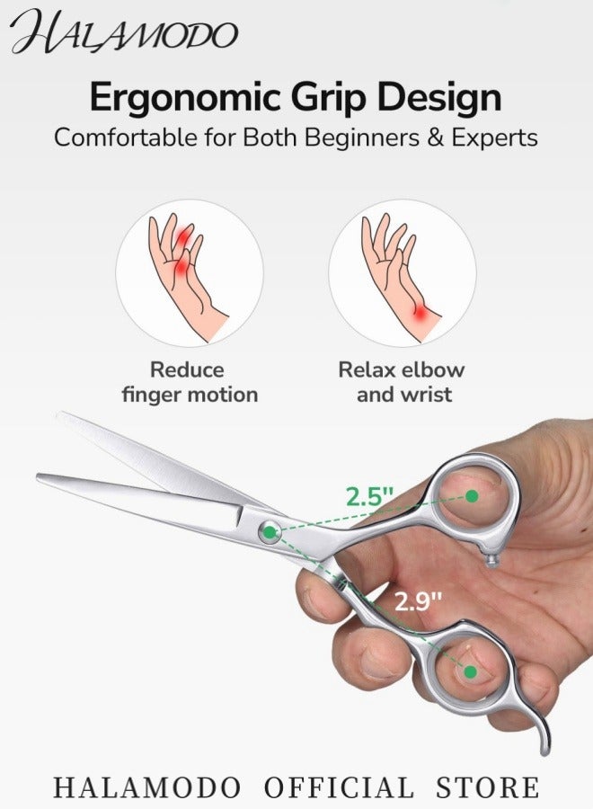 Halamodo Hair Cutting Scissors Set Professional 6 Inch Hair Cutting Scissors and Hair Thinning Shears for Salon Barber Stylist Use Includes High-Quality Thinning Shears and Cutting Scissors Ideal for Women Men Adults and Kids at Home or Salon - Image 3
