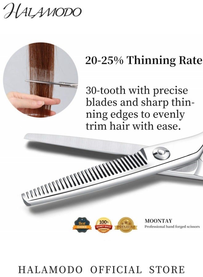 Halamodo Hair Cutting Scissors Set Professional 6 Inch Hair Cutting Scissors and Hair Thinning Shears for Salon Barber Stylist Use Includes High-Quality Thinning Shears and Cutting Scissors Ideal for Women Men Adults and Kids at Home or Salon - Image 4