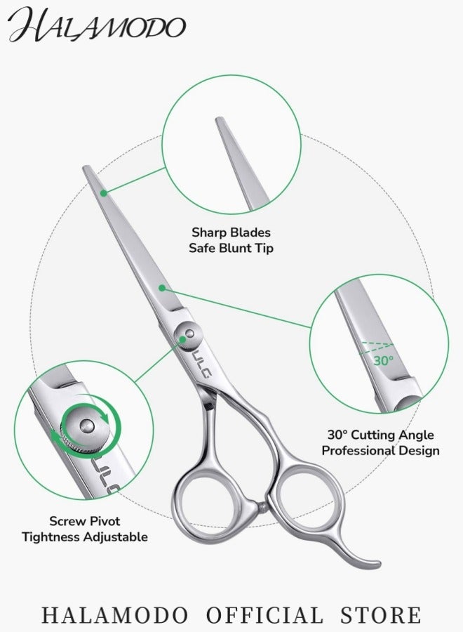 Halamodo Hair Cutting Scissors Set Professional 6 Inch Hair Cutting Scissors and Hair Thinning Shears for Salon Barber Stylist Use Includes High-Quality Thinning Shears and Cutting Scissors Ideal for Women Men Adults and Kids at Home or Salon - Image 5