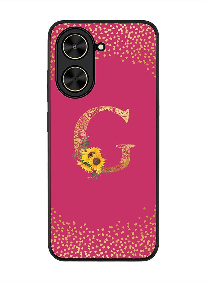 Stylizedd For Xiaomi Poco C71 / Redmi A5 4G Case,Slim fit Camera Protection, Shockproof Thin Phone cover  - Custom Floral Monogram - G ( Deep Pink )