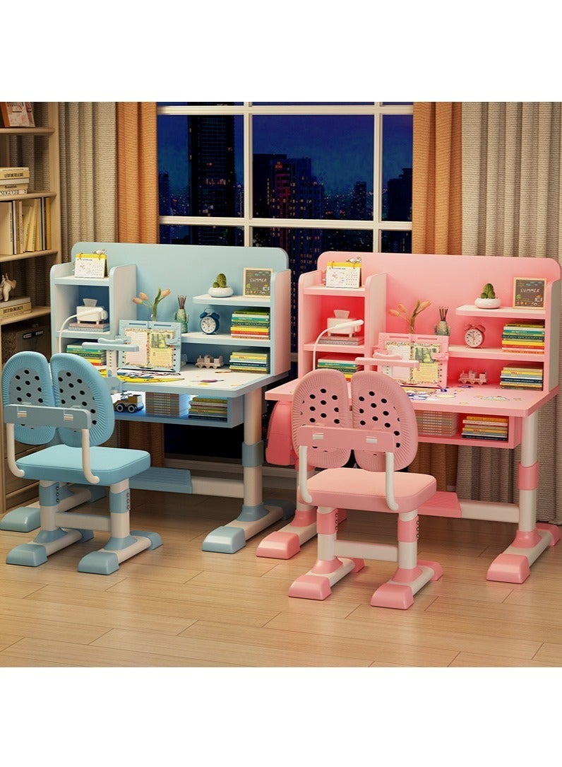 Generic Children's study desk, adjustable student writing and homework desk with bookshelf, desk and chair combination  - Image 2