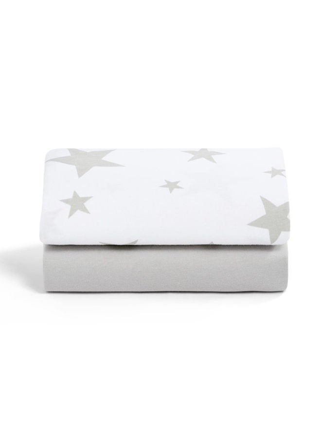 Snuz Pod Light Breathable And 100% Soft Jersey Cotton Crib Fitted Sheets Pack Of 2 - Star  - Image 2