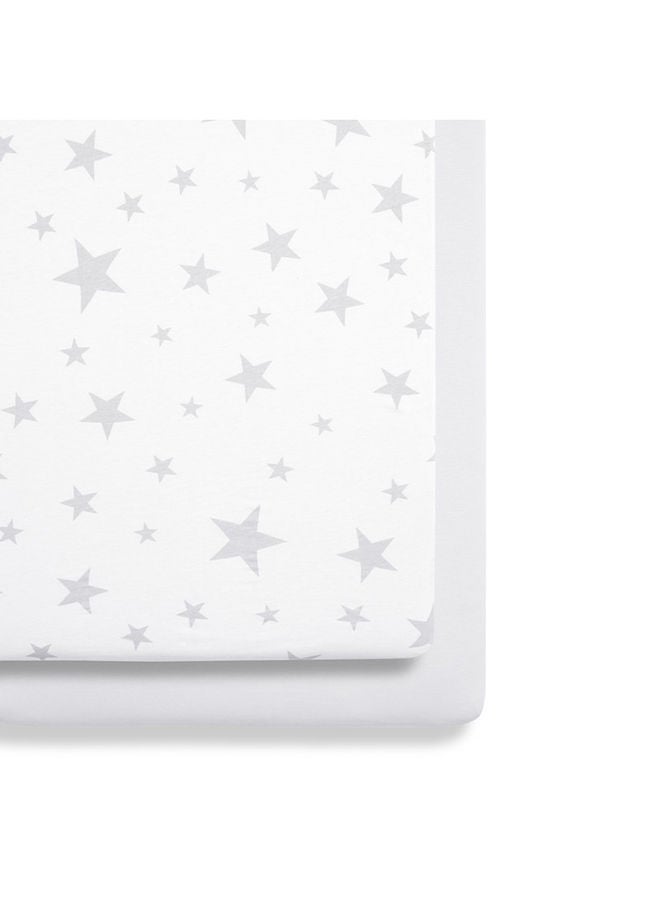 Snuz Pod Light Breathable And 100% Soft Jersey Cotton Crib Fitted Sheets Pack Of 2 - Star  - Image 4