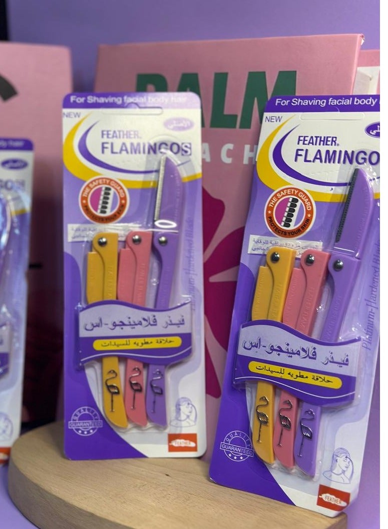 شفرات حلاقة مكونة من 3 قطع للسيدات لشعر الوجه والجسم، باللون الأصفر/الوردي/البنفسجي - Image 1