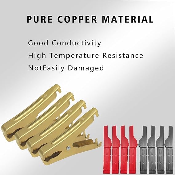 Crewbolt Heavy Duty Pure Copper Alligator Clips | 100-500A Jumper Cable Clamps | Car Battery Charger Clamps | Replacement Boost Clamps | Welding Machine Clamps for Car, Auto, Vehicle, Boat (4PCS) - Image 3