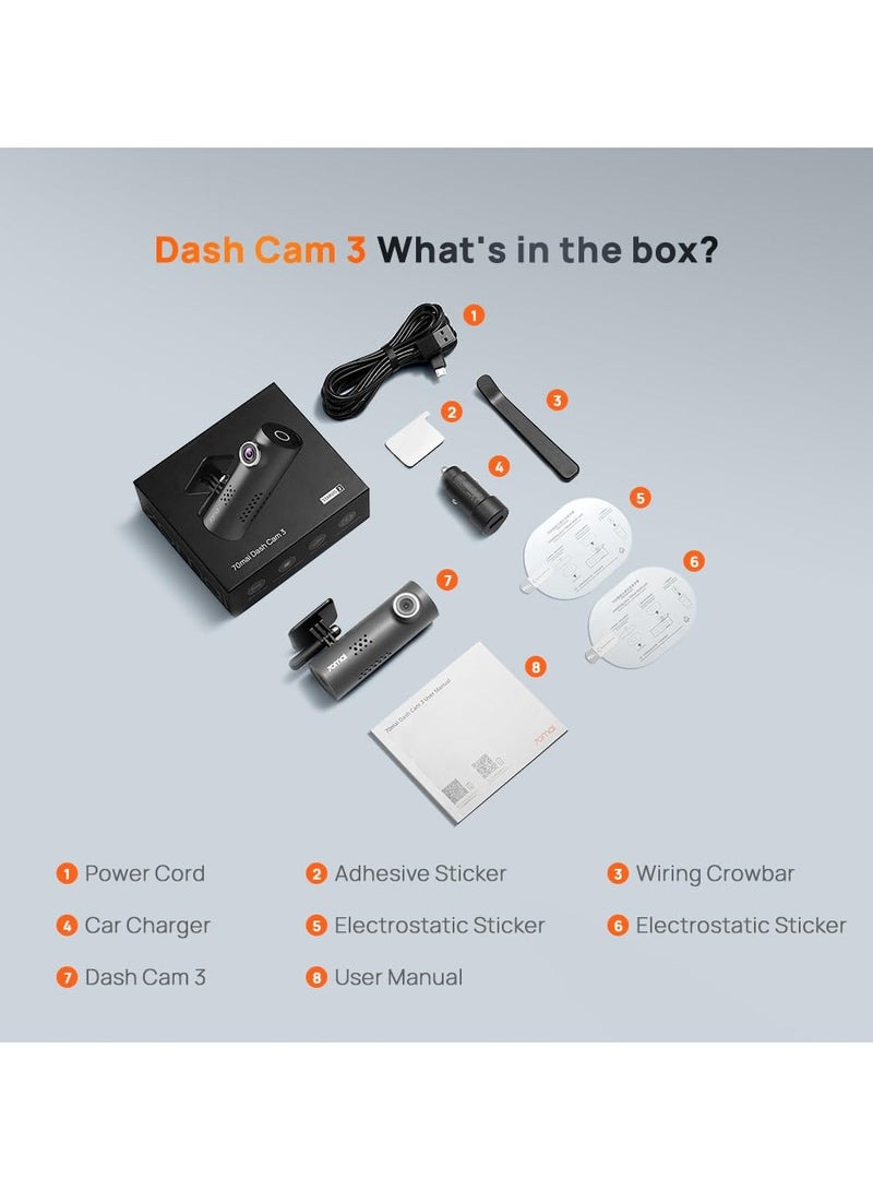 Dash Cam 3 1080P HDR Imaging Voice Control Driving Assistant-Black - view 5