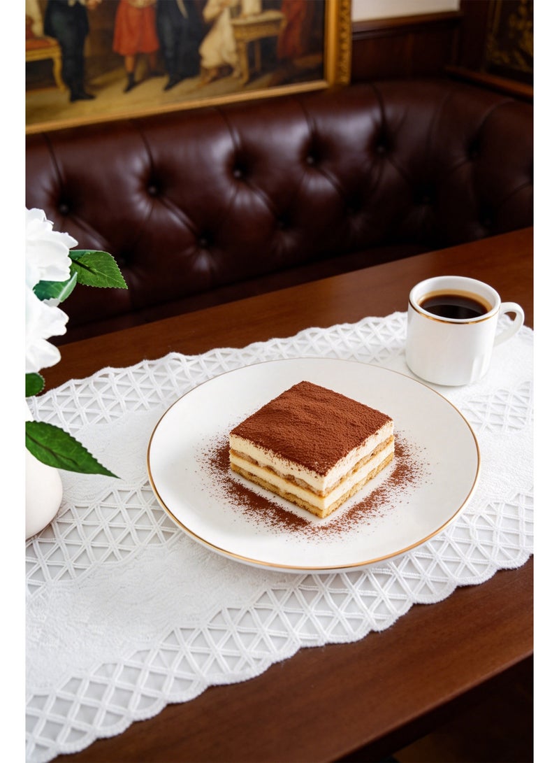 Ceramic Dinner Plates Set of 4, Large Serving Plates 28 cm / 11 inch, Gold Edge White Round Porcelain Serving Dishes for Salad, Pizza, Steak, Buffet, Microwave & Dishwasher Safe - Image 4