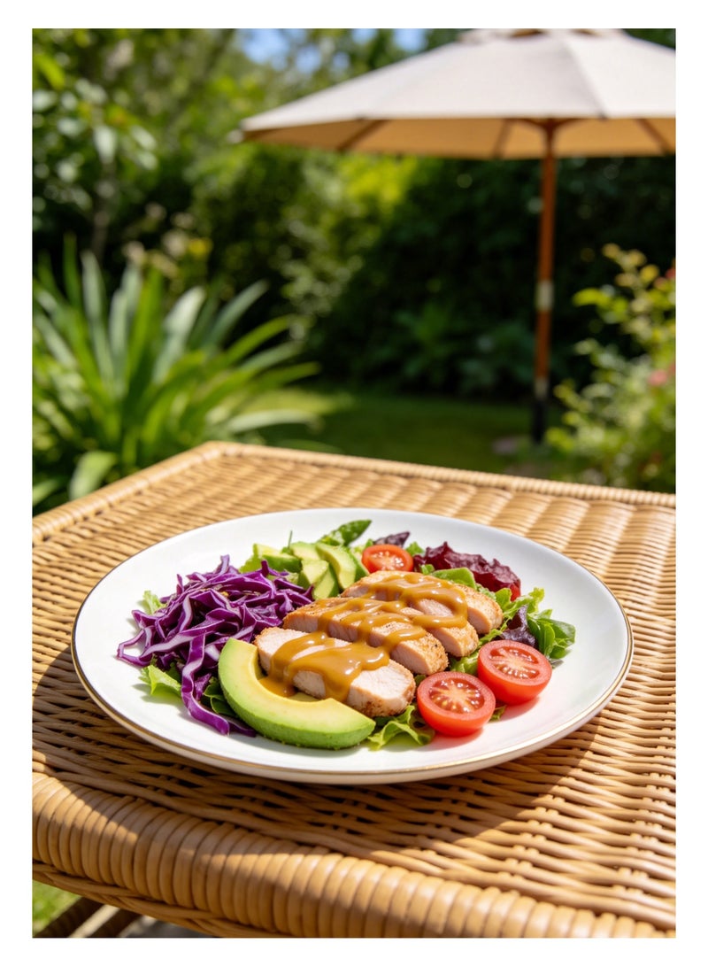 Ceramic Dinner Plates Set of 4, Large Serving Plates 28 cm / 11 inch, Gold Edge White Round Porcelain Serving Dishes for Salad, Pizza, Steak, Buffet, Microwave & Dishwasher Safe - Image 5