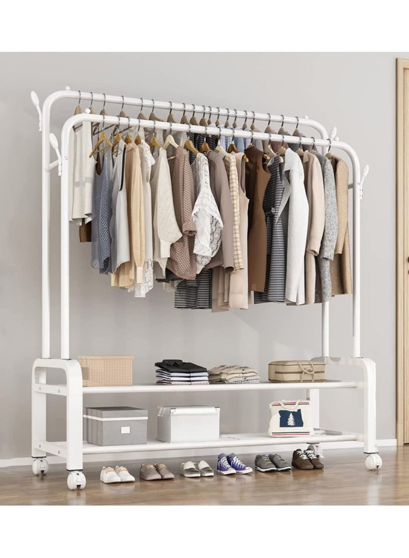 DubaiGallery Double Garment Clothes Rack Wire Shelving Stand Bedroom Coat Clothing Rack  - Image 1