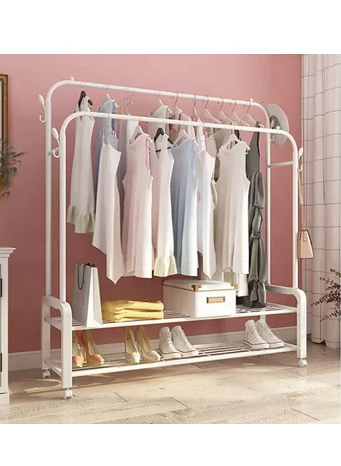 DubaiGallery Double Garment Clothes Rack Wire Shelving Stand Bedroom Coat Clothing Rack  - Image 2