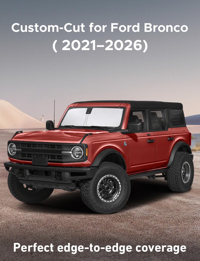 EcoNour Windshield Sunshade Compatible for Ford Bronco (Not for Bronco Sport) 2021-2024 2025 2026, Sun Visor for Front Windshield & Window Sun Shade Cover, UV Heat Protector, Car Accessories - Image 2