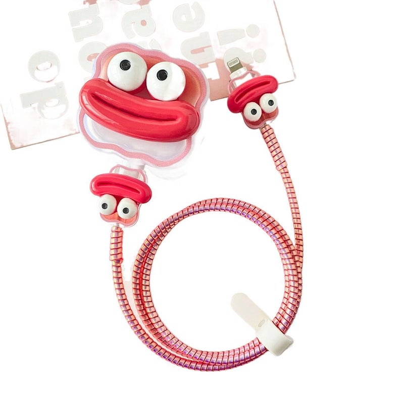 20W Charger Head and Cable End Protector Set with Cute Style in Purple with Decorative Design Anti Bend Protection and Daily Cable Care - Lilac Ribbon - Image 4