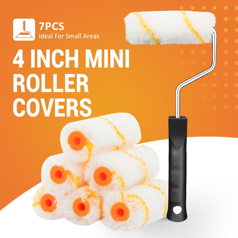 Eterna Mini Paint Roller Kit  10 Pieces Paint Supplies For House Painting With Paint Tray  4 Inch Paint Roller Covers&Frame  Perfect For Wall Decorating Home Diy - Image 2