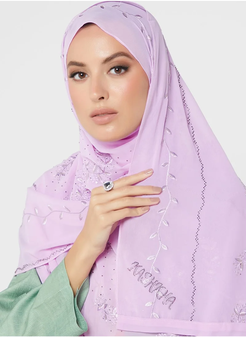 كشخة حجاب شيفون مزين بأحجار