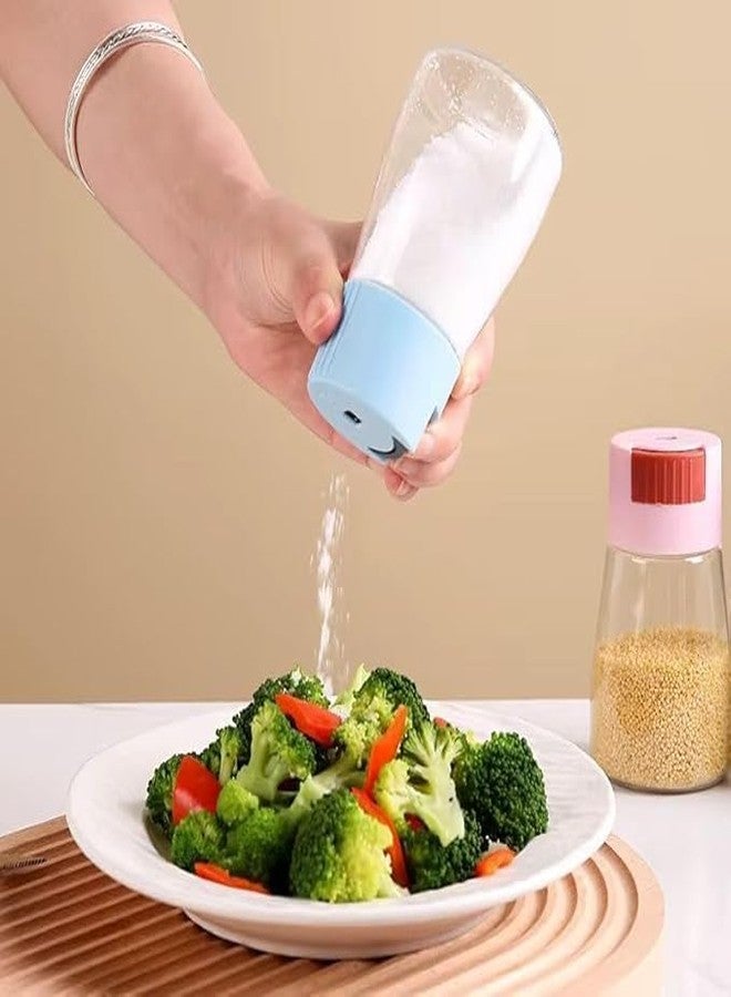ATETO 2 Pcs Salt Dispenser Bottle Set | Push Type 0.5g Measuring Spice Shaker | Dustproof Salt Pepper Container for Kitchen Dining Camping | Plastic Seasoning Spice Jars with Controlled Dispensing - Image 1