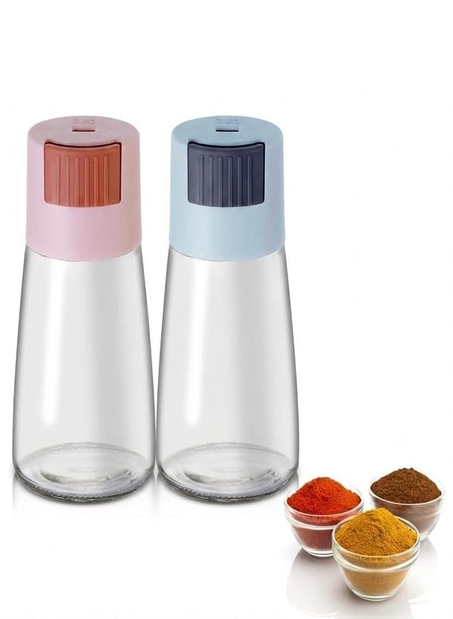 ATETO 2 Pcs Salt Dispenser Bottle Set | Push Type 0.5g Measuring Spice Shaker | Dustproof Salt Pepper Container for Kitchen Dining Camping | Plastic Seasoning Spice Jars with Controlled Dispensing - Image 2