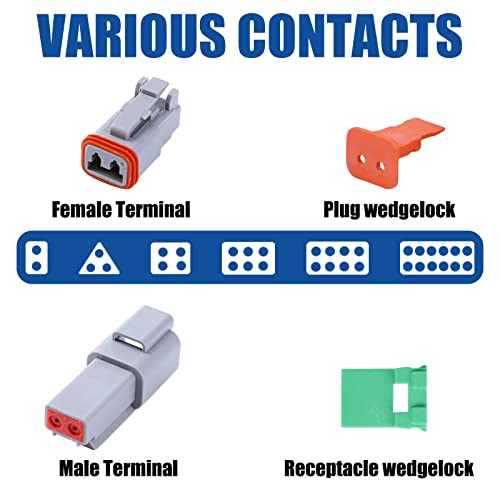 Cedolio 150PCS 4 Pin Way Deutsch DT Gray Connector 12 Set，Size 16 Solid Contacts Waterproof Electrical Wire Connector with Seal Plug for Truck, Off-Road Vehicles, Marine, Motorcycle Wiring - Image 5