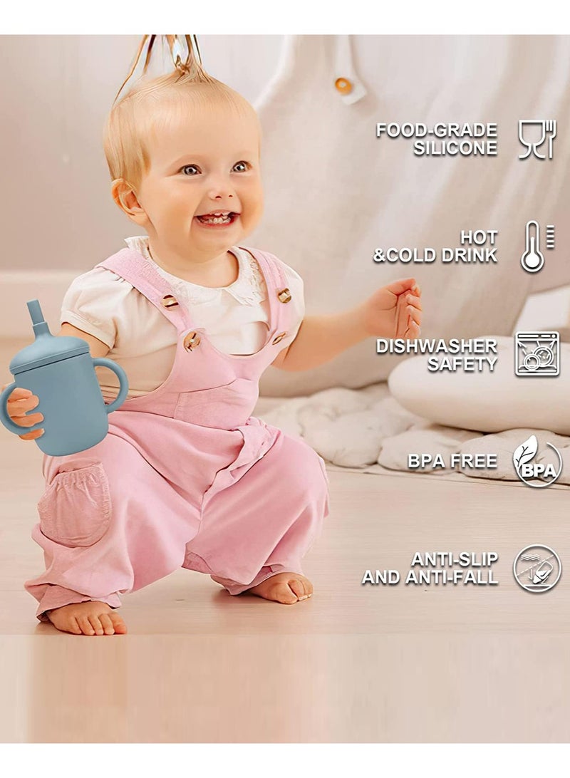 ULHYC Baby and Toddler Trainer Cup, 150 mL Silicone Sippy with Handles Lid and Straw, Spill Proof and Non-Slip (green) - Image 3