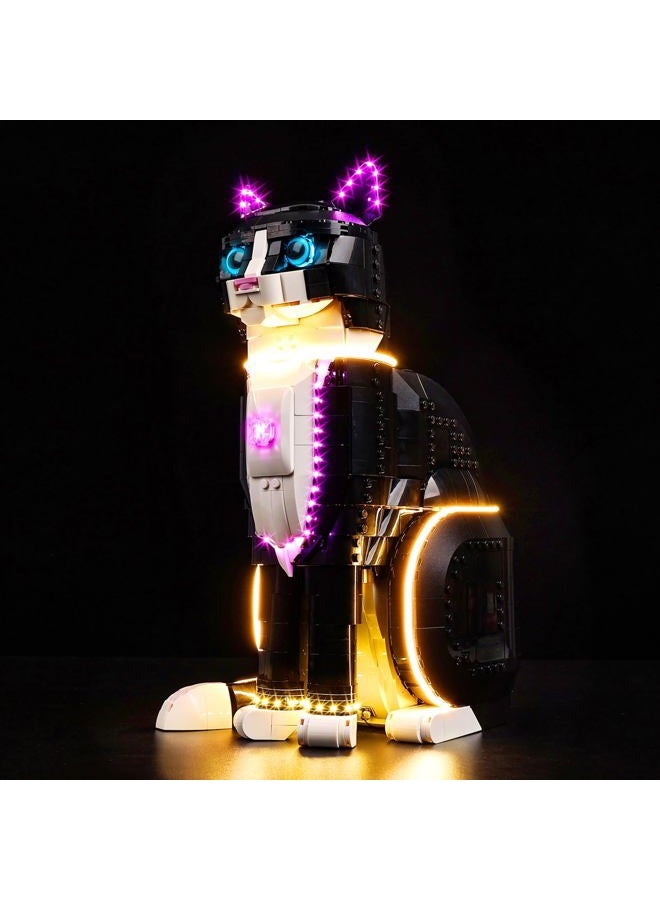 BrickSoul مجموعة إضاءة LED لليغو قطة توكسيدو، متوافقة مع مجموعة بناء ليغو قطة توكسيدو 21349، مجموعة إضاءة ليغو، قطة سوداء مضيئة - بدون مجموعة قطع ليغو - Image 1